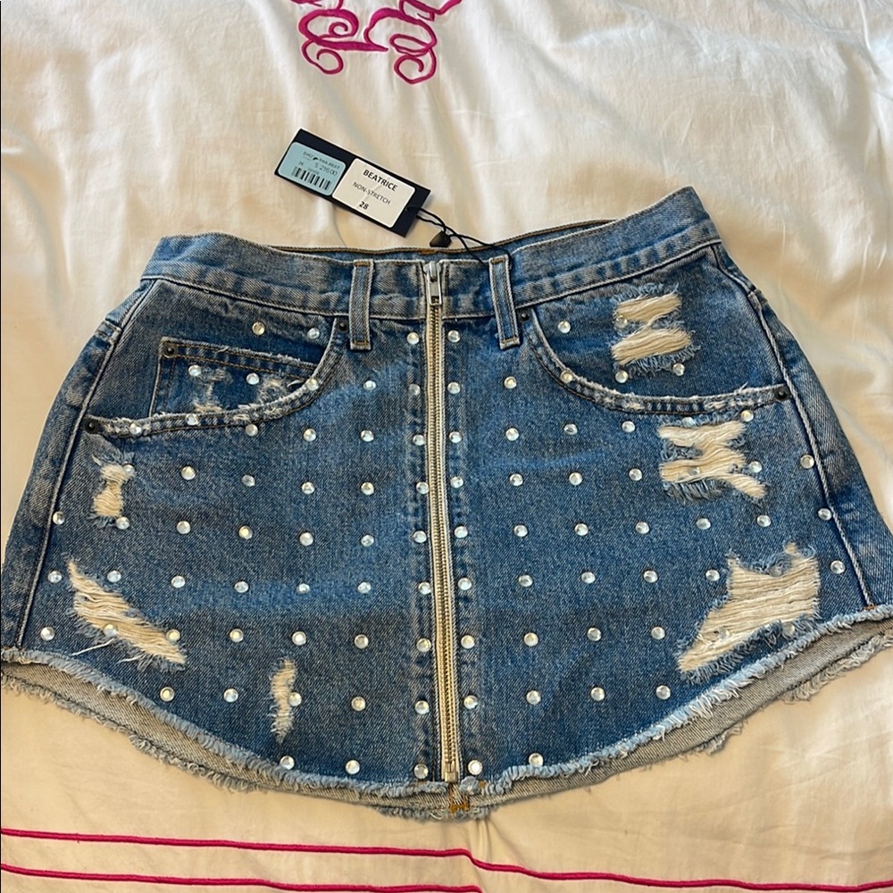 Carmar Las Angeles Blue Embellished Mini Skirt